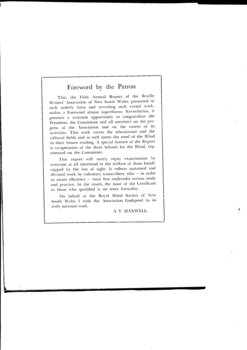 Foreword by the Patron of the Association,  A.V. Maxwell