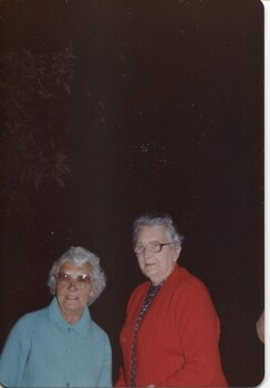 Elsie Black and May Maddern enjoy a night walk