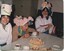 Toni-Marie Morgan, Mrs Pearson and Paula Morgan in their Easter bonnets