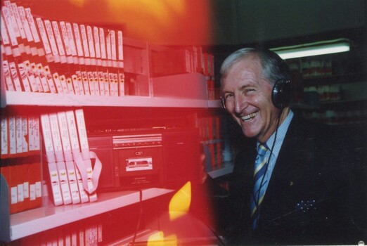 Bryce Courtenay with audio versions of The Potato Factory
