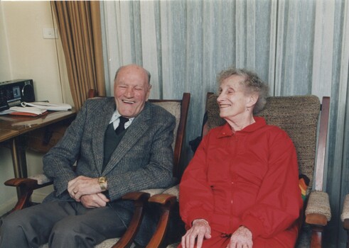 Jim and Edith Smith in their lounge room