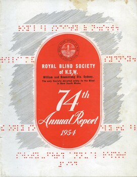 Cover page with printed Braille and symbol of RBS