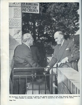 President Justice Maxwell greets the Governor General at the Victor Maxwell Nursery