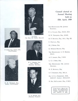 Portraits of Committee members and listing of council elected