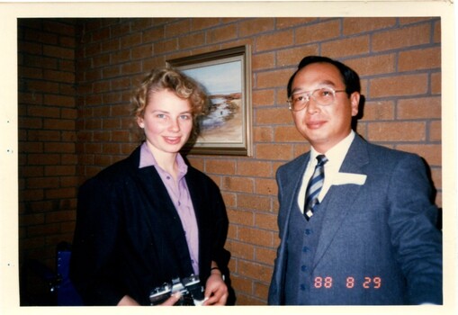 AFB staff member with Japanese visitor