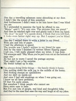 Poem by Nola Burgess about blindness