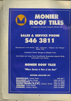 Advertisement for Monier Roof Tiles