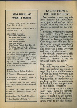 List of Office Bearers and Committee Members, and information on rehabilitation for a hypothetical new blinded male