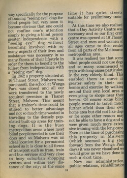 Brief history of the development of the Lady Nell Seeing Eye Dog School and hostels