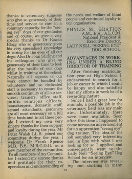 Brief history of the development of the Lady Nell Seeing Eye Dog School and hostels