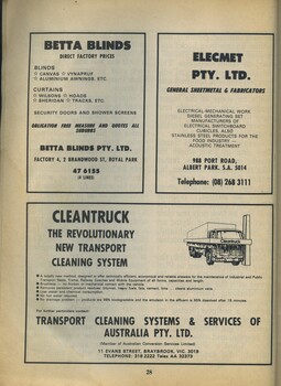 Advertisements for Betta Blinds, Elecmet and Cleantruck