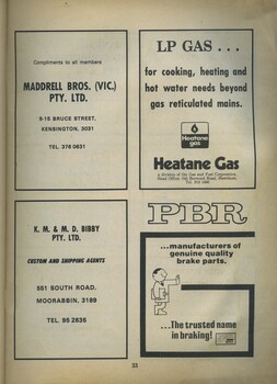 Advertisements for Maddrell, KM and MD Bibby, Heatane Gas and PBR