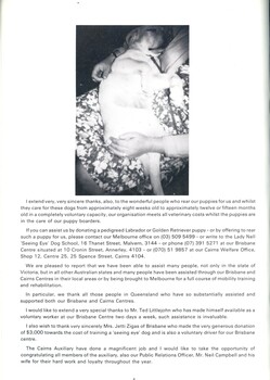 Report from Lady Nell Seeing Eye Dog School President Phyllis Gration