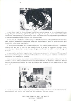 Report from Lady Nell Seeing Eye Dog School President Phyllis Gration