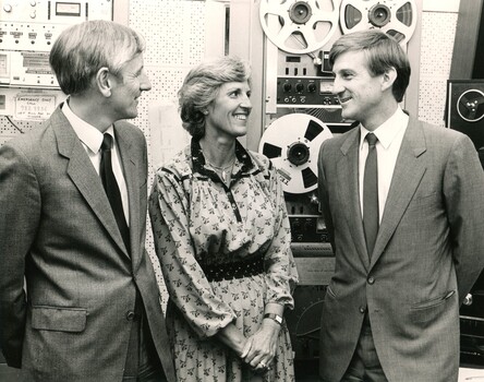 John Cook, Diana Jones and Jeff Kennett with magnetic reels in the background
