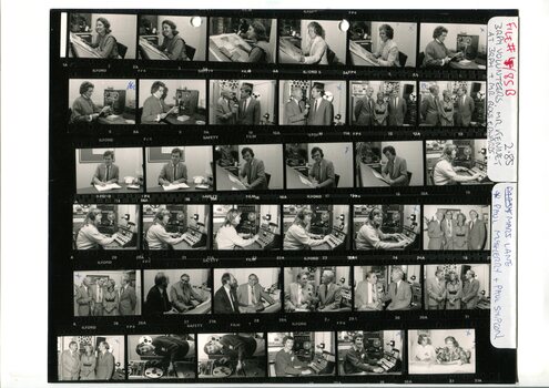 Proof sheet of volunteers and guests to the RPH studios