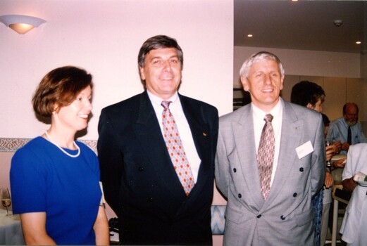 Unknown woman, Rob Knowles and John Cook at clinic