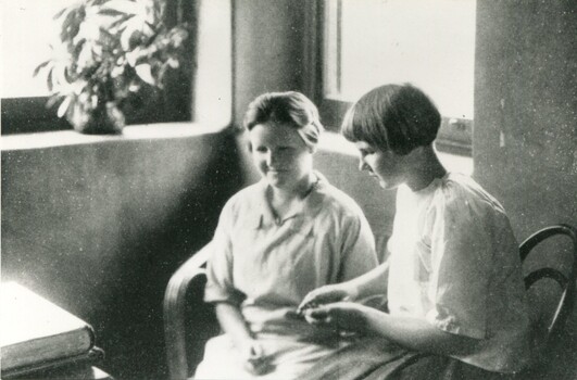 Alice Betteridge conversing with a friend