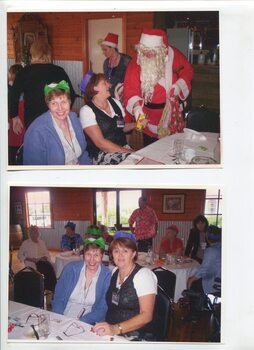 Various people enjoying a Christmas party