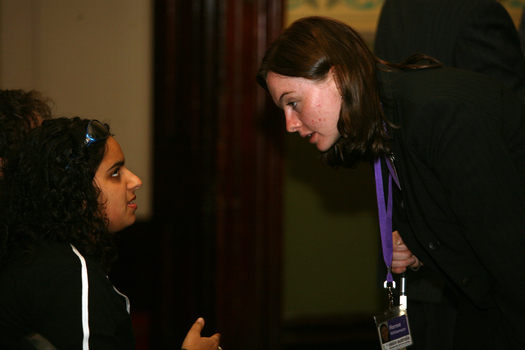 Maysa Abouzeid speakingn with Renee Williamson