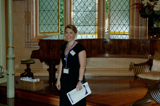 Vicki Martin in the Ballroom at Goverment House