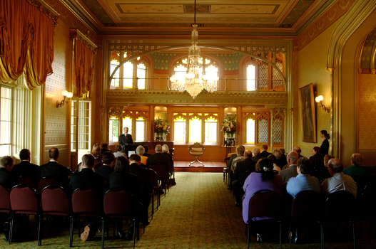 Behind the audience at the ceremony in the Ballroom