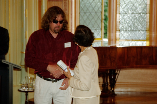 Governor General Dame Marie Bashir presenting award to Steven Cuthbert