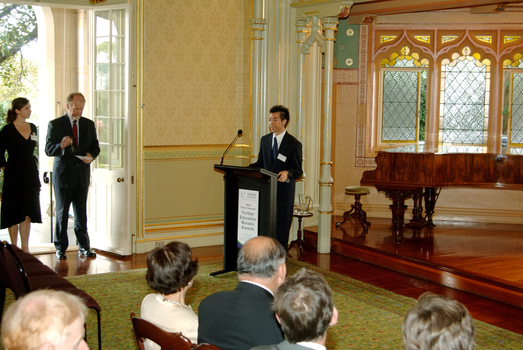 Dawson Ko addressing the crowd