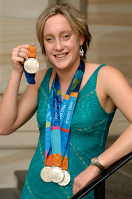 Prue Watt with her Paralympic medals