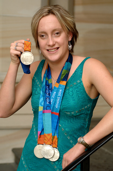 Prue Watt with her Paralympic medals