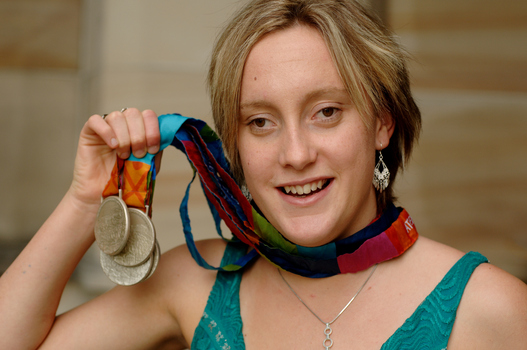 Prue Watt with her Paralympic medals
