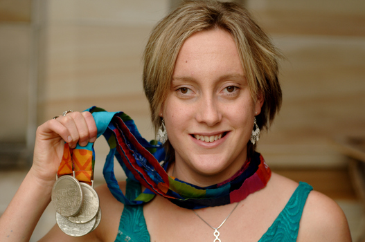 Prue Watt with her Paralympic medals