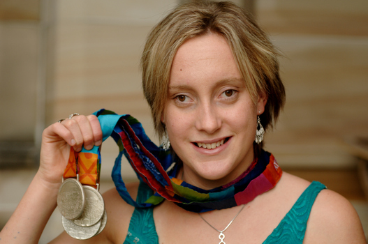 Prue Watt with her Paralympic medals