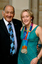 Sir Nicholas Shehadie and Prue Watt with her Paralympic medals