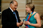 Sir Nicholas Shehadie and Prue Watt with her Paralympic medals