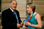 Sir Nicholas Shehadie and Prue Watt with her Paralympic medals