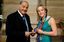 Sir Nicholas Shehadie and Prue Watt with her Paralympic medals