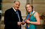 Sir Nicholas Shehadie and Prue Watt with her Paralympic medals