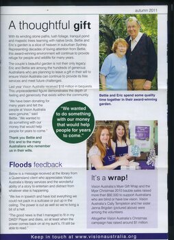 Articles on bequests, Christmas wrapping, flooding in Qld