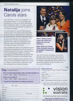 Article on Carols by Candlelight and donation form