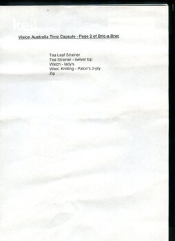Detailed listing of contents of Geelong time capsule