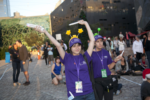 Volunteers at Carols by Candlelight event in Federation Square