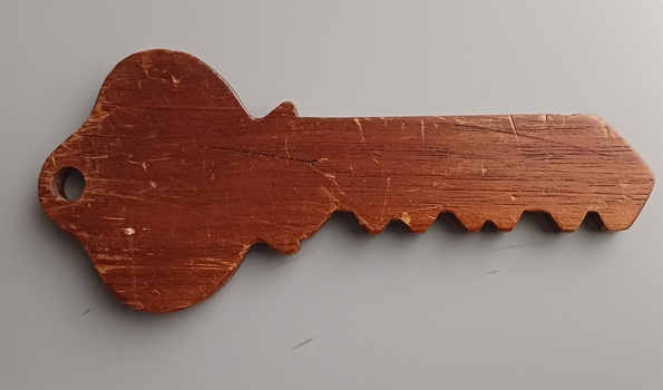 Rear view of wooden key