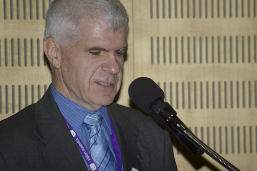 Stephen Jolley at the microphone