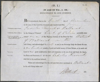 Deposition, 9 December 1854