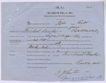 Deposition, 21 October 1854