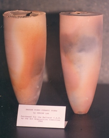 Ceramic, [Two Saggar Fired Forms] by Denise Las, 1984