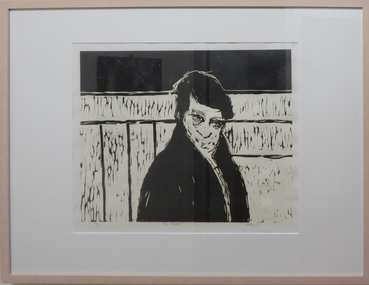 Work on paper - Printmaking - Linocut, 'The Boarder' by Warwick Reeder, 1970