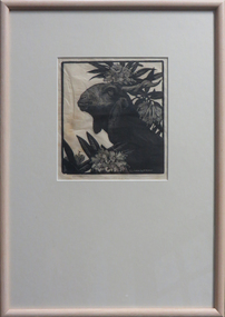 Printmaking - Woodblock, 'Goat and Rhododendron' by Lionel Lindsay, c1933
