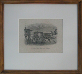 Printmaking - Lithograph, 'Lydiard St from Bath's Hotel, Ballarat' by S.T. Gill, 1857